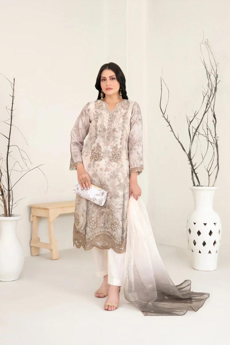 Libas Organza Unstitched With Purse 4