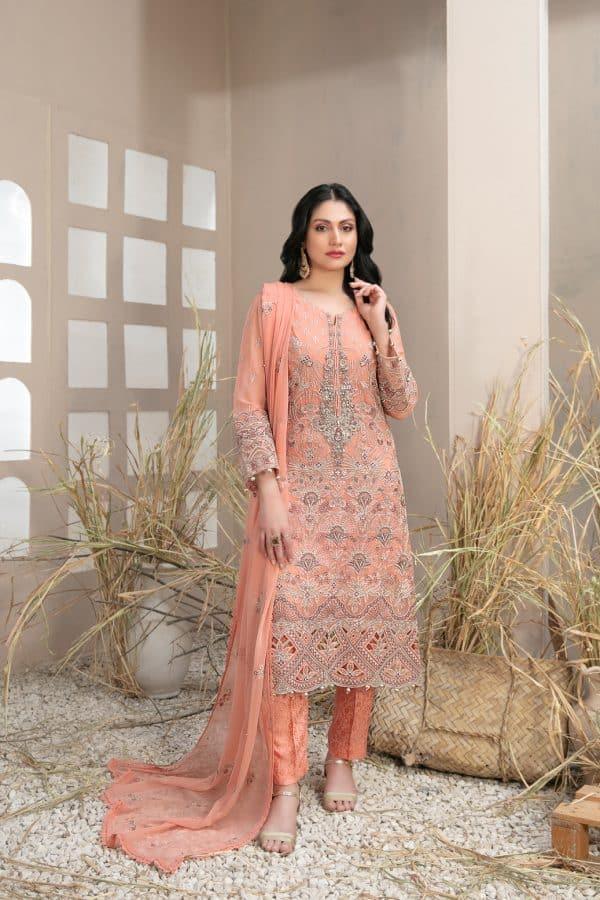 Z-233 Embroidered Chiffon Ready Made