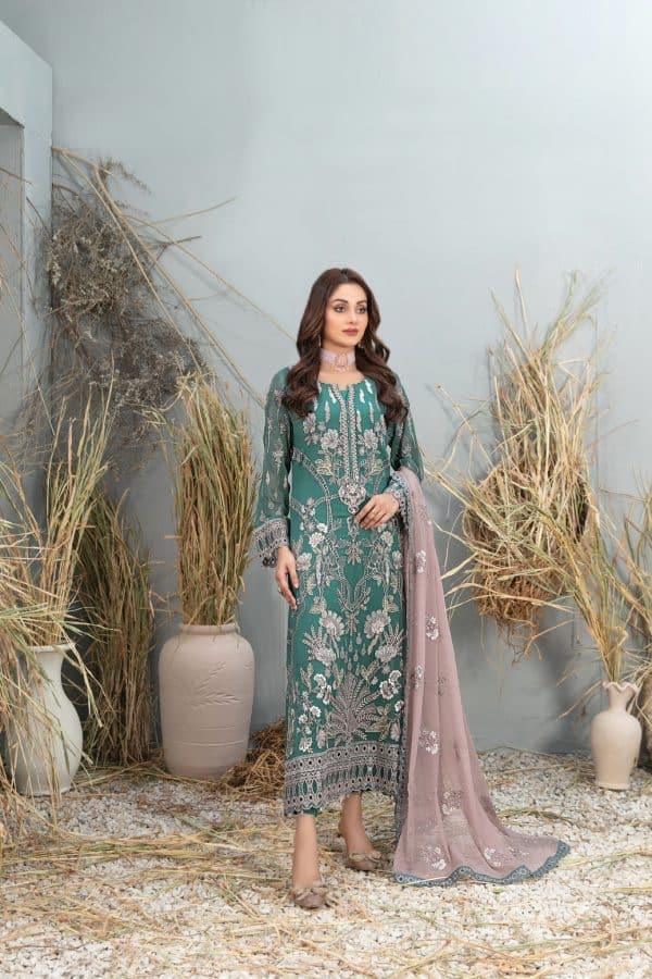 Z-237 Embroidered Chiffon Ready Made