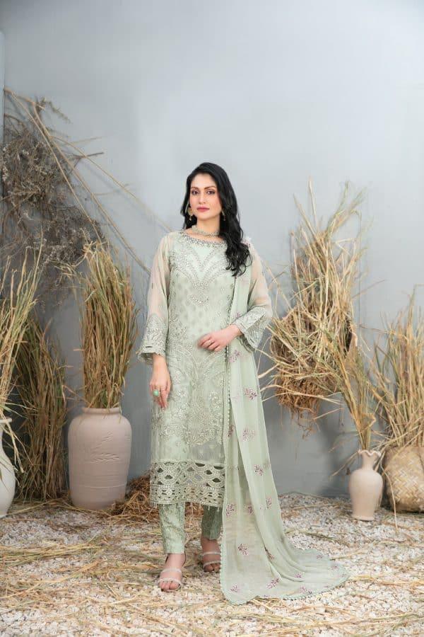 Z-238 Embroidered Chiffon Ready Made