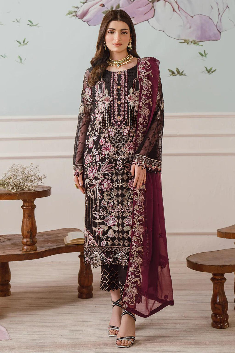 Libas 138 Embroidered Chiffon Ready Made Suit - Al Libas Al Asri