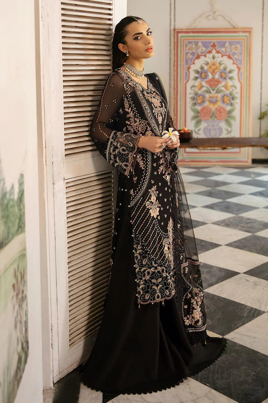 Libas Unstitched Embroidered Chiffon Organza 1024 - Al Libas Al Asri