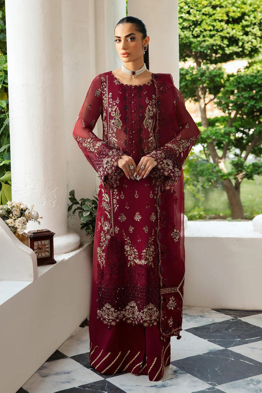 Libas Unstitched Embroidered Chiffon Organza 1027 - Al Libas Al Asri
