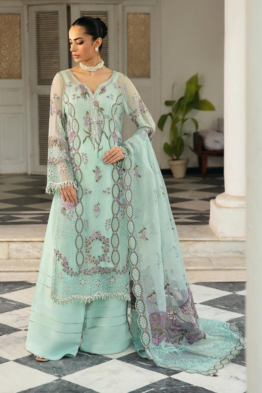 Libas Unstitched Embroidered Chiffon Organza 1022 - Al Libas Al Asri