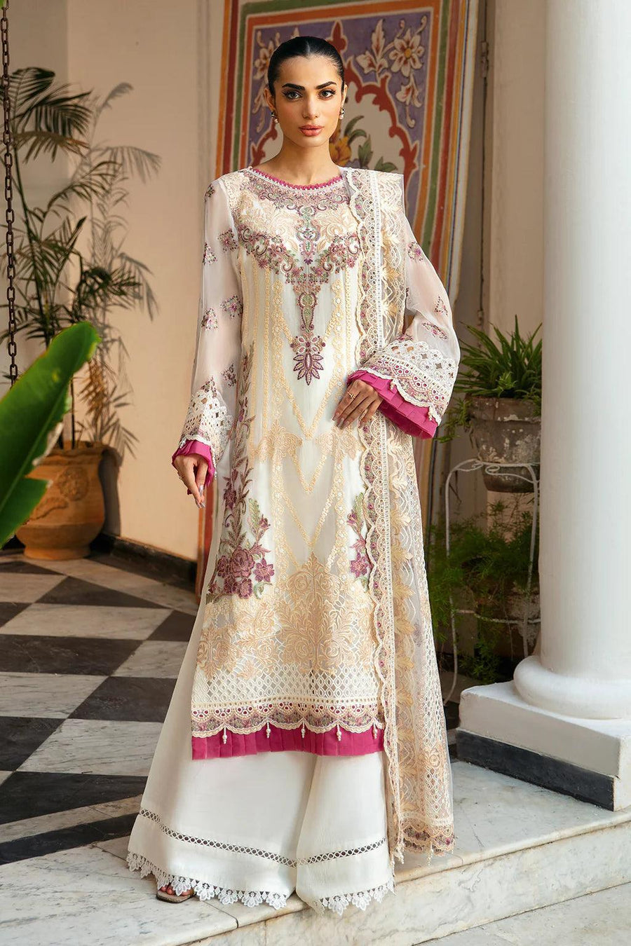 Libas Unstitched Embroidered Chiffon Organza 1025 - Al Libas Al Asri