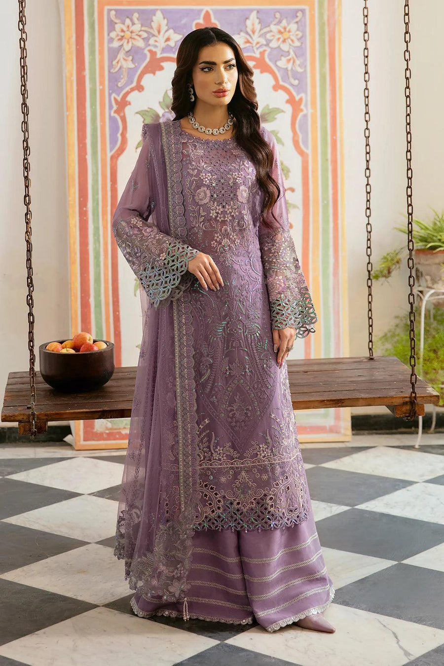 Libas Unstitched Embroidered Chiffon Organza 1023 - Al Libas Al Asri