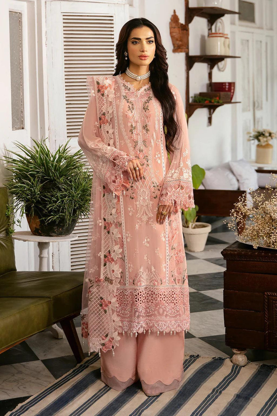 Libas Unstitched Embroidered Chiffon Organza 1021 - Al Libas Al Asri