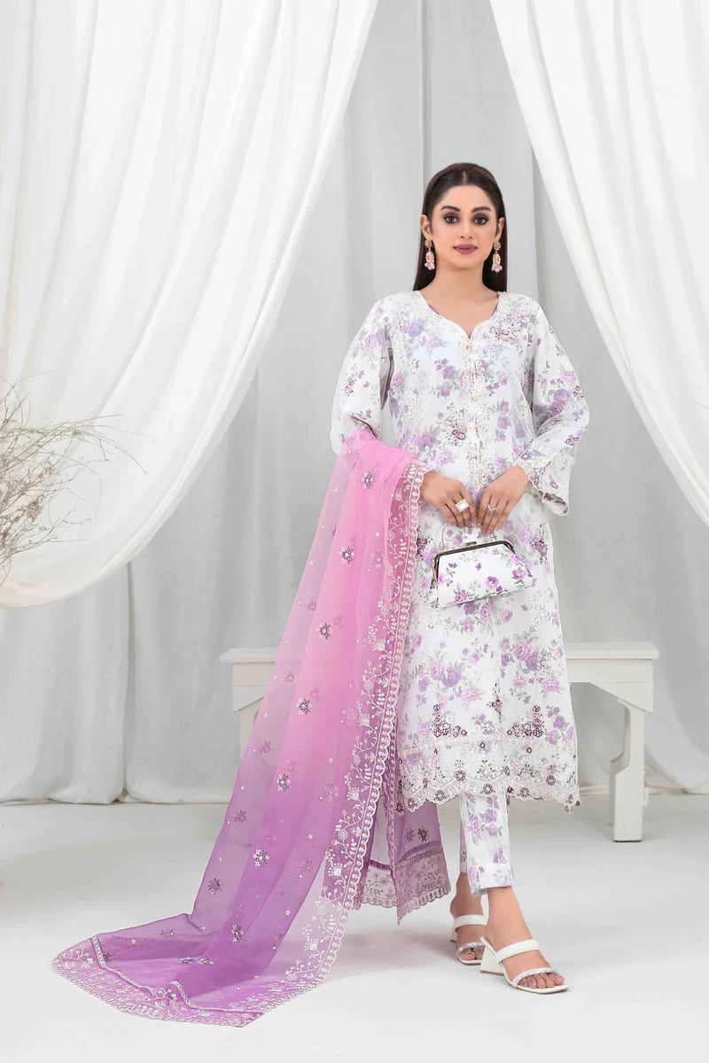 Z-245 Embroidered Organza Ready Made