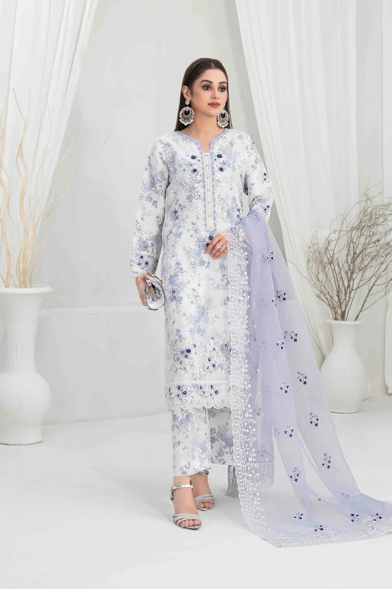 Z-247 Embroidered Organza Ready Made