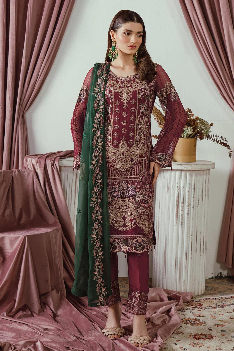 Libas 135 Embroidered Chiffon Ready Made Suit - Al Libas Al Asri