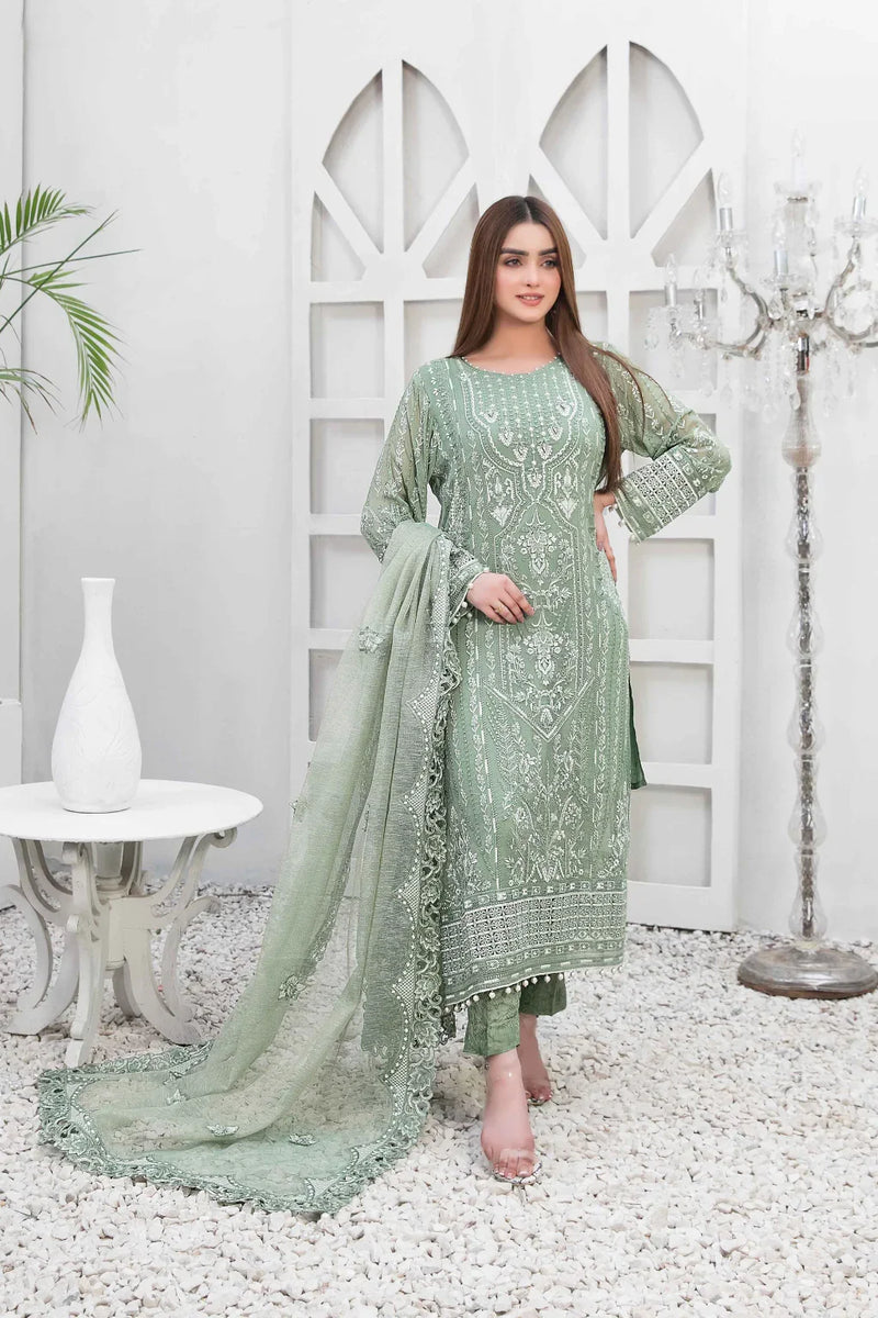 Z-203 Embroidered Chiffon Ready Made