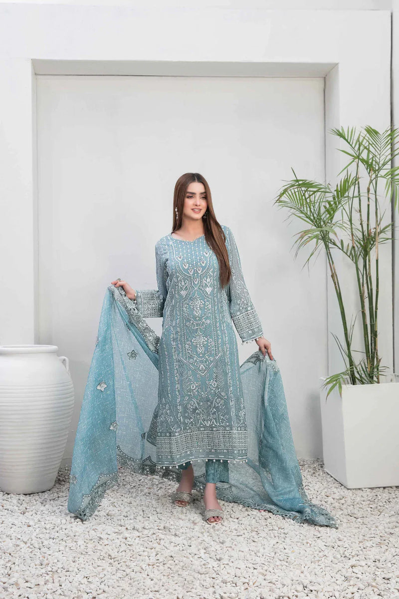 Z-202 Embroidered Chiffon Ready Made