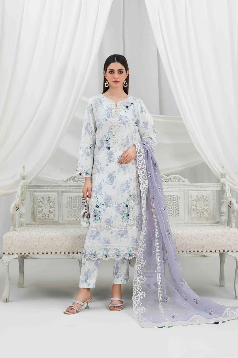 Z-243 Embroidered Organza Ready Made