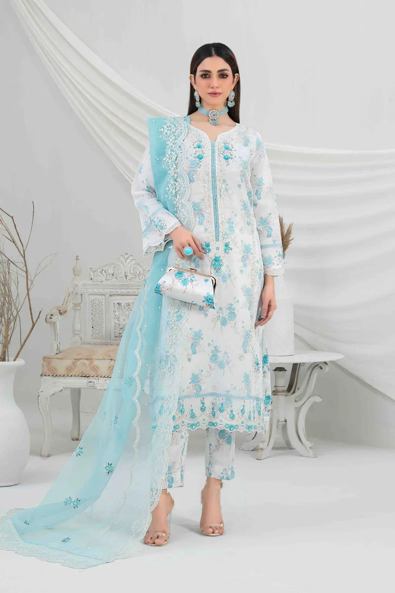 Z-244 Embroidered Organza Ready Made