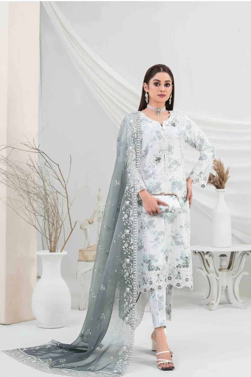 Z-246 Embroidered Organza Ready Made