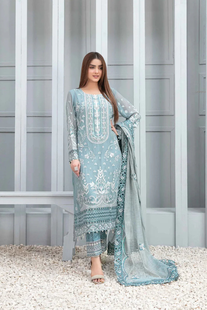 Z-208 Embroidered Chiffon Ready Made