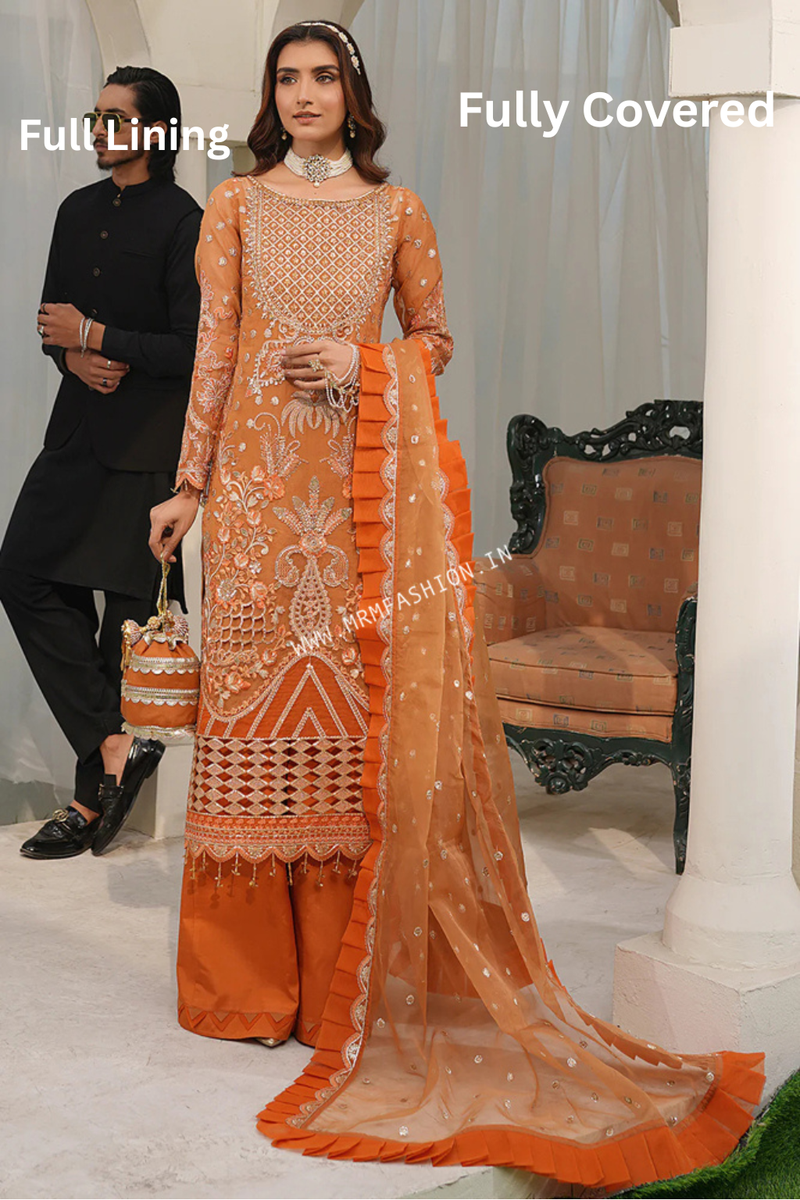 Libas Eid New Arrivals Embroidered Organza Full Lining Ready Made 5006