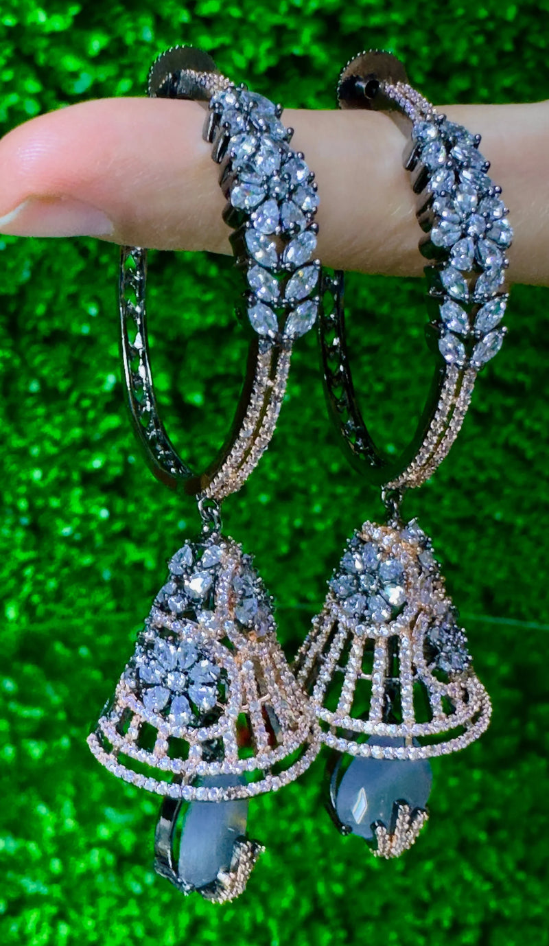 Turkish Zircon Oxidized Earrings 05