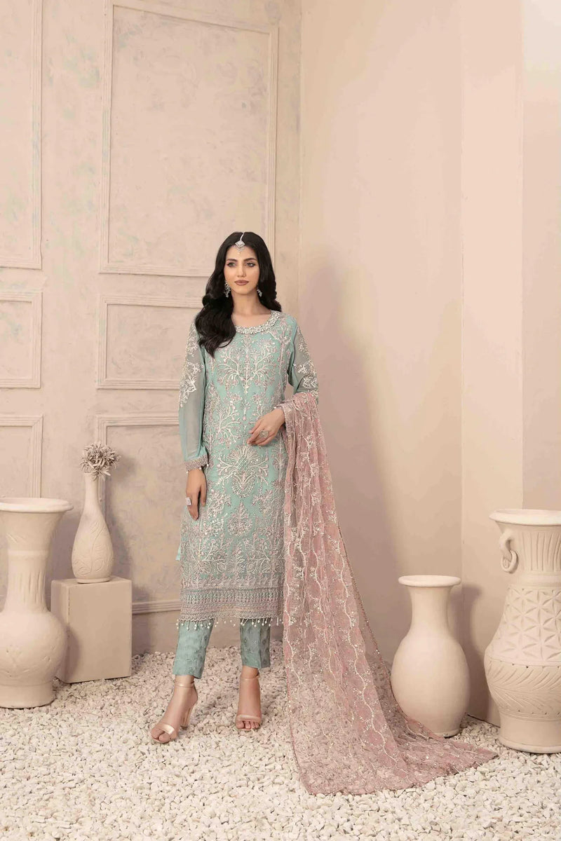 Z-251 Embroidered Organza Ready Made