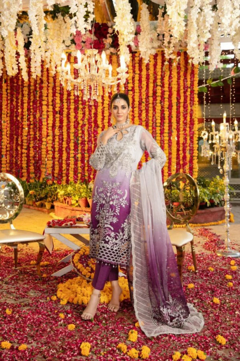 Z-215 Embroidered Chiffon Ready Made