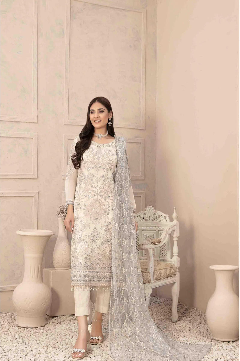 Z-252 Embroidered Organza Ready Made