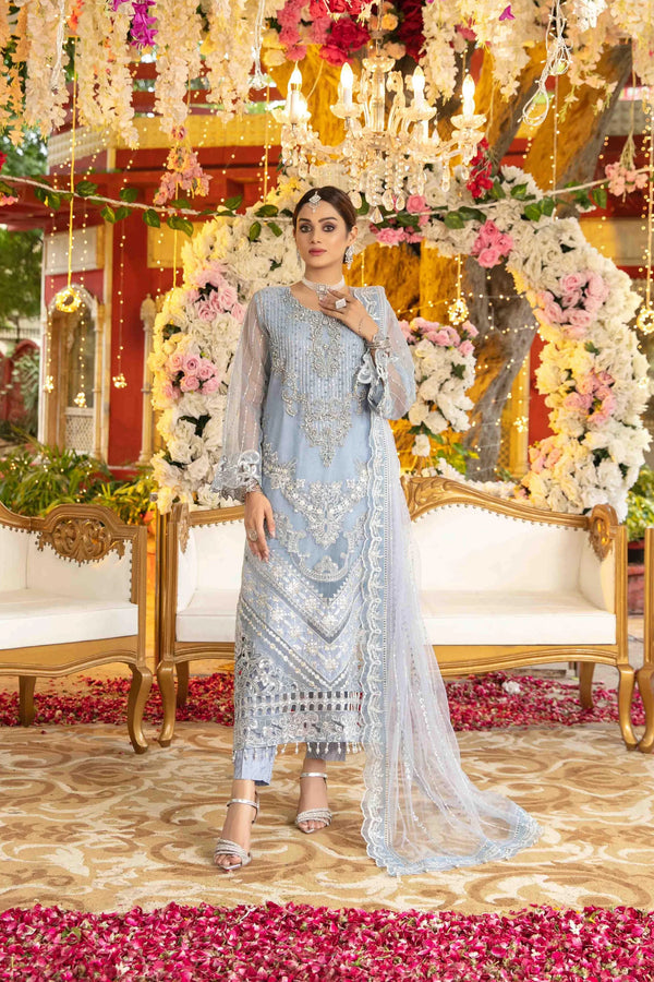 Z-218 Embroidered Chiffon Ready Made