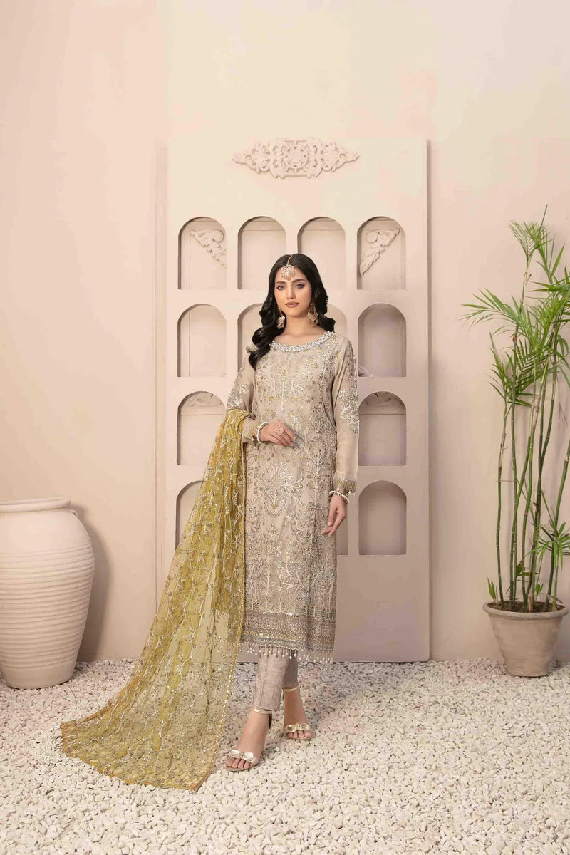 Z-254 Embroidered Organza Ready Made