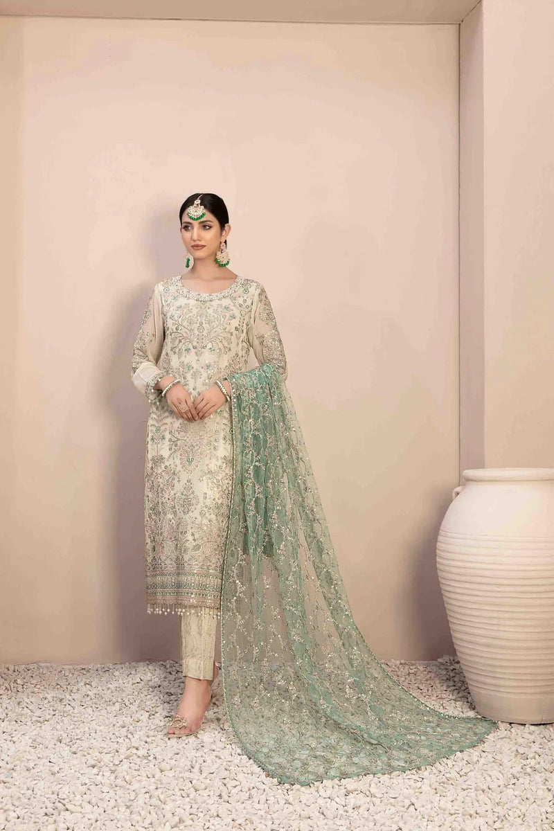 Z-255 Embroidered Organza Ready Made