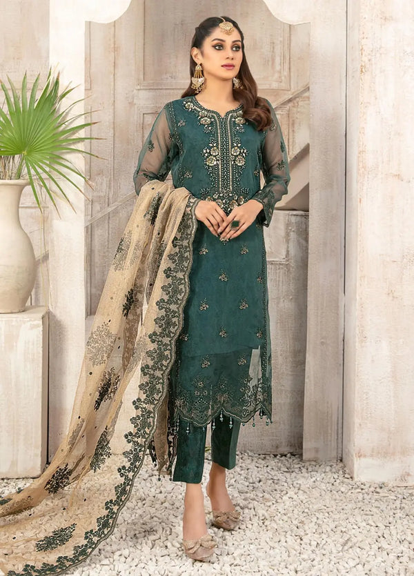 Z-274 Embroidered Organza Ready Made