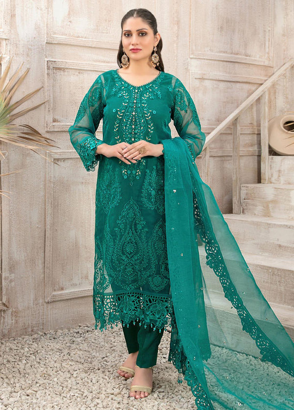Z-275 Embroidered Organza Ready Made