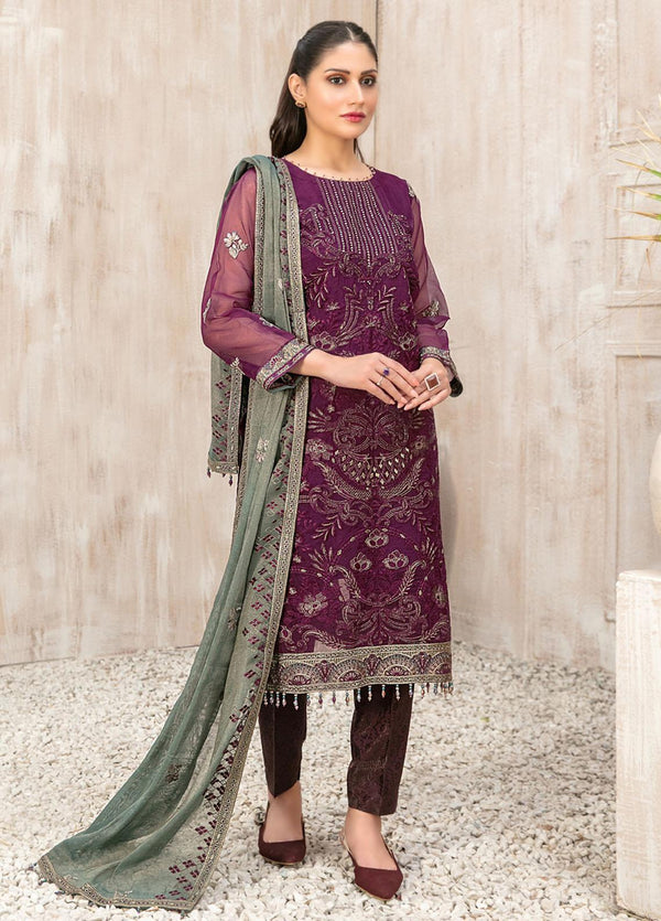 Z-278 Embroidered Organza Ready Made