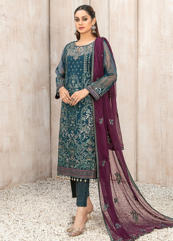 Z-279 Embroidered Organza Ready Made